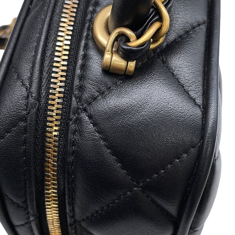 シャネル チェーンショルダーバッグ マトラッセ ミニ ボーリングバッグ ココマーク レザー AS5572 CHANEL 黒