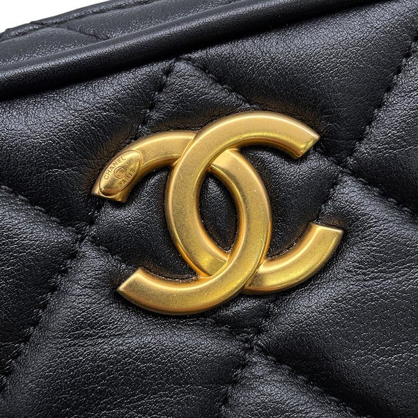 シャネル チェーンショルダーバッグ マトラッセ ミニ ボーリングバッグ ココマーク レザー AS5572 CHANEL 黒