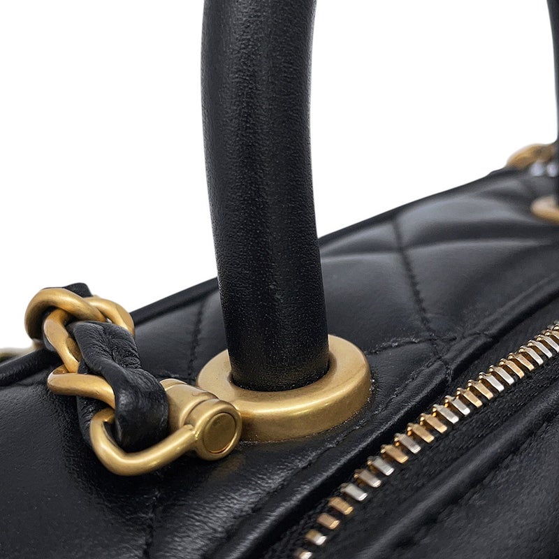 シャネル チェーンショルダーバッグ マトラッセ ミニ ボーリングバッグ ココマーク レザー AS5572 CHANEL 黒