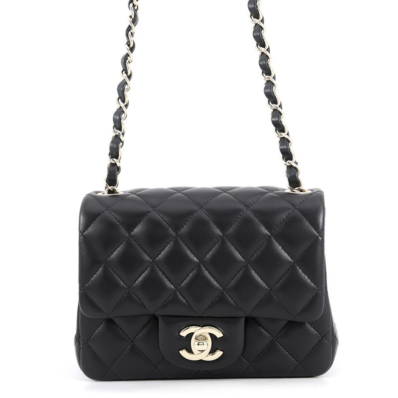 シャネル チェーンショルダーバッグ ミニ クラシック マトラッセ ココマーク ラムスキン A35200 CHANEL バッグ ミニマト 黒