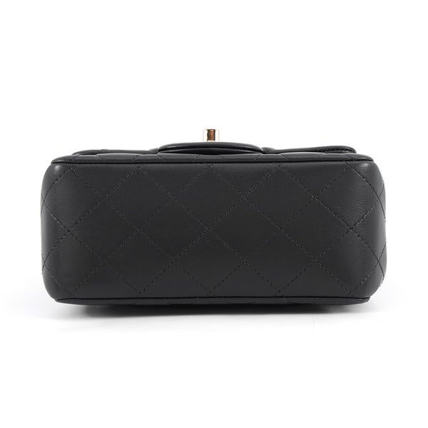 シャネル チェーンショルダーバッグ ミニ クラシック マトラッセ ココマーク ラムスキン A35200 CHANEL バッグ ミニマト 黒