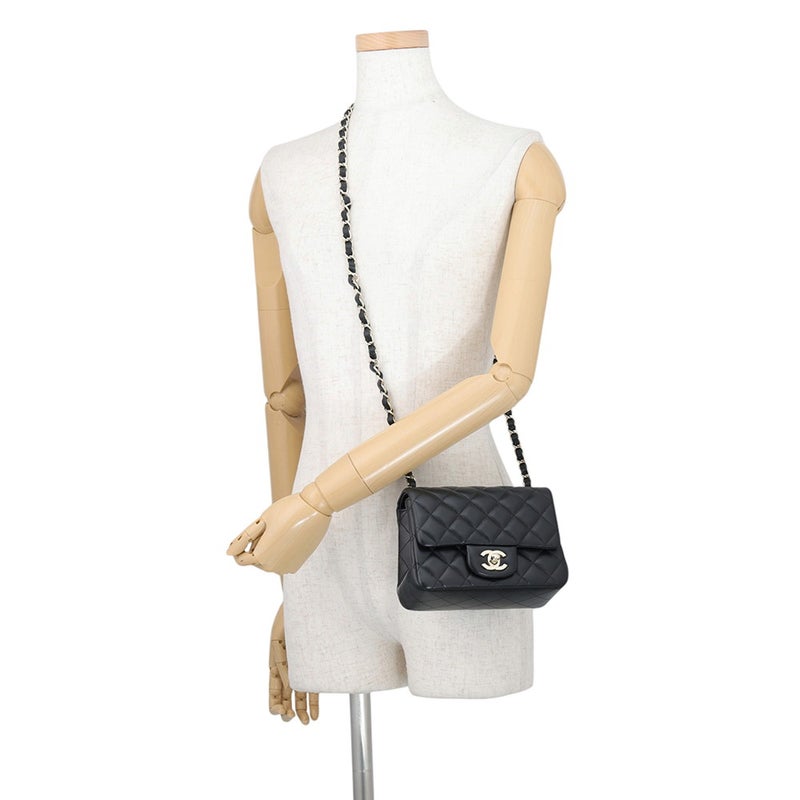 シャネル チェーンショルダーバッグ ミニ クラシック マトラッセ ココマーク ラムスキン A35200 CHANEL バッグ ミニマト 黒