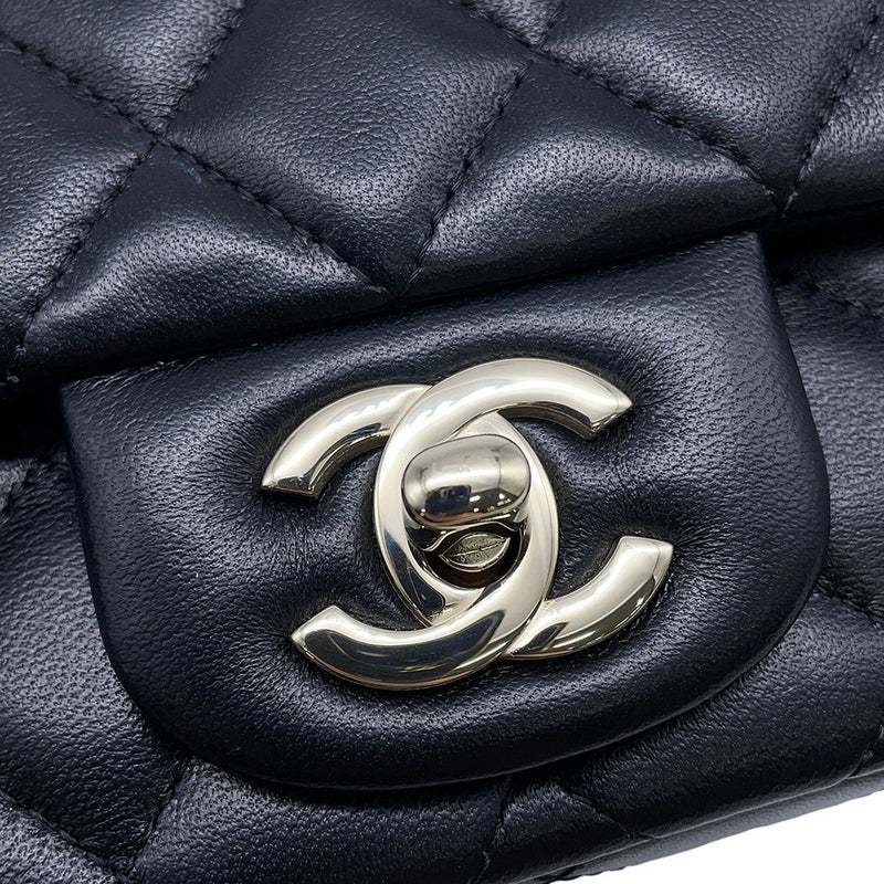 シャネル チェーンショルダーバッグ ミニ クラシック マトラッセ ココマーク ラムスキン A35200 CHANEL バッグ ミニマト 黒
