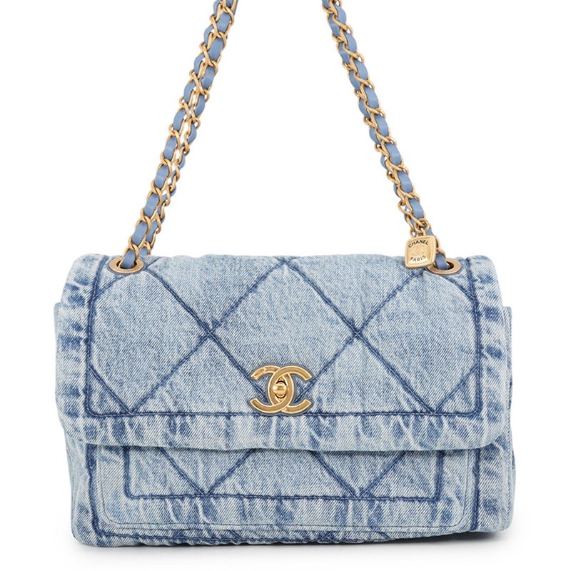 シャネル チェーンショルダーバッグ クラシック ラージ フラップ バッグ ココマーク マトラッセ デニム AS5737 CHANEL
