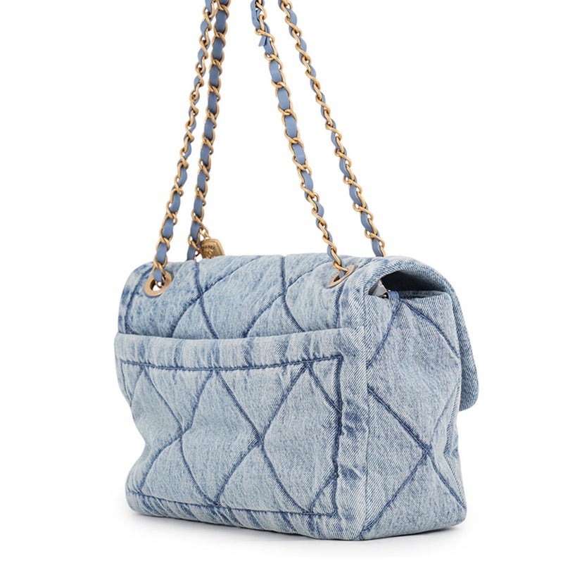 シャネル チェーンショルダーバッグ クラシック ラージ フラップ バッグ ココマーク マトラッセ デニム AS5737 CHANEL