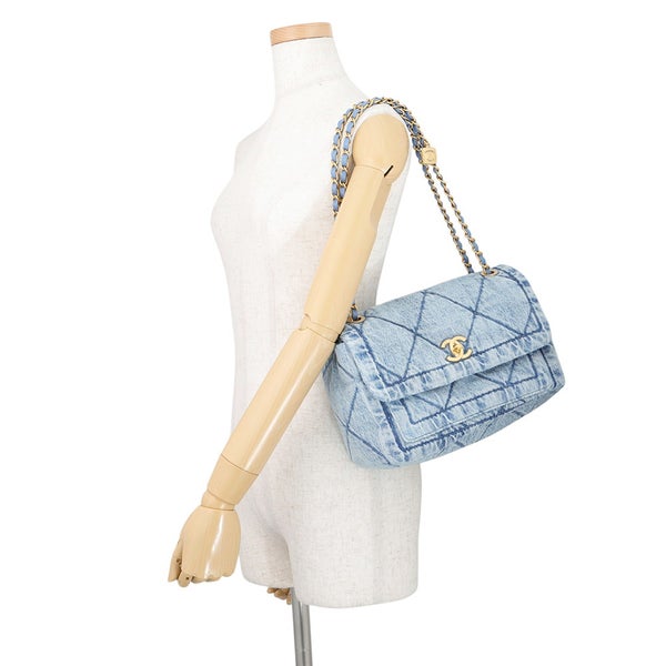 シャネル チェーンショルダーバッグ クラシック ラージ フラップ バッグ ココマーク マトラッセ デニム AS5737 CHANEL