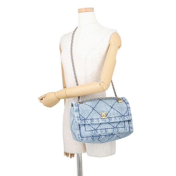 シャネル チェーンショルダーバッグ クラシック ラージ フラップ バッグ ココマーク マトラッセ デニム AS5737 CHANEL
