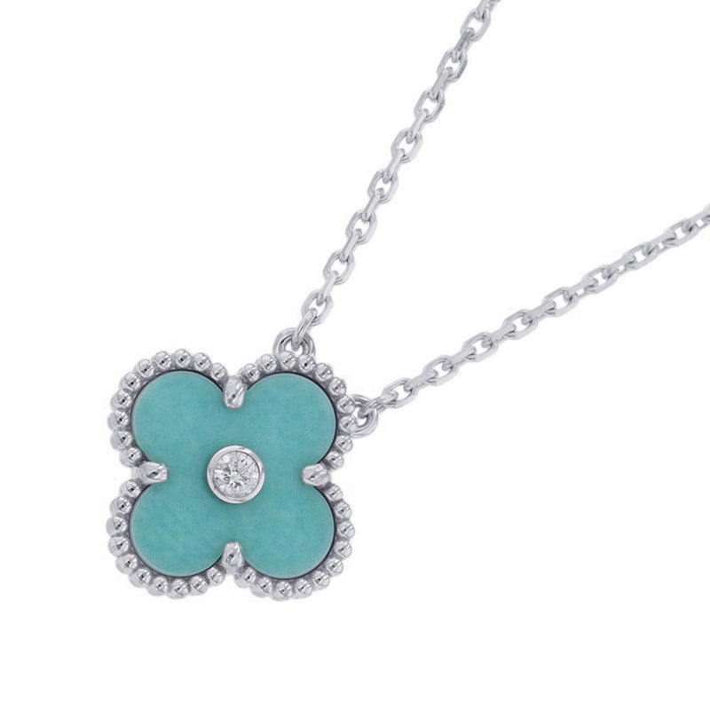 ヴァンクリ ネックレス ヴィンテージ アルハンブラ セラドングリーン/ダイヤ 1P K18WGホワイトゴールド VCARP9RU00 2022年ホリデー