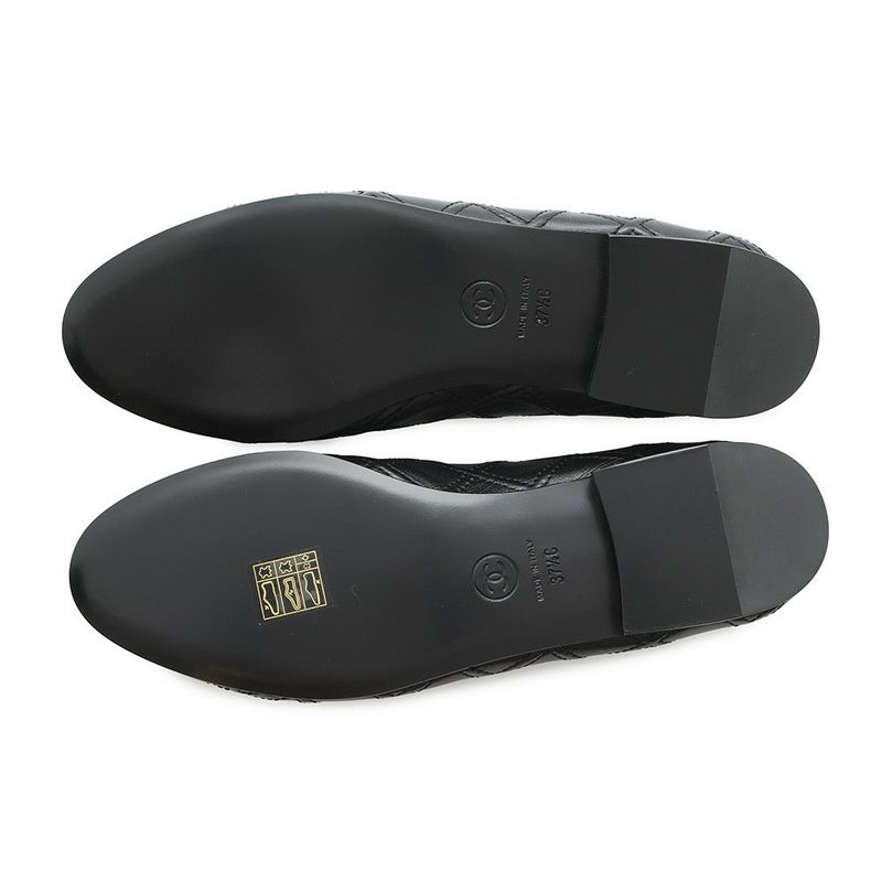 シャネル パンプス ココマーク バレエシューズ ラムスキン エナメル レディースサイズ37 1/2C G40110 CHANEL 靴 黒
