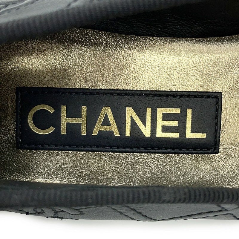 シャネル パンプス ココマーク バレエシューズ ラムスキン エナメル レディースサイズ37 1/2C G40110 CHANEL 靴 黒