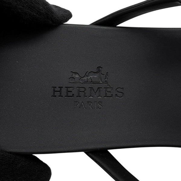 エルメス サンダル エジェリ シェーヌダンクル ラバー レディースサイズ37 HERMES 靴 黒