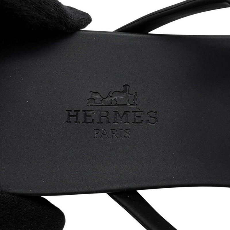 エルメス サンダル エジェリ シェーヌダンクル ラバー レディースサイズ37 HERMES 靴 黒
