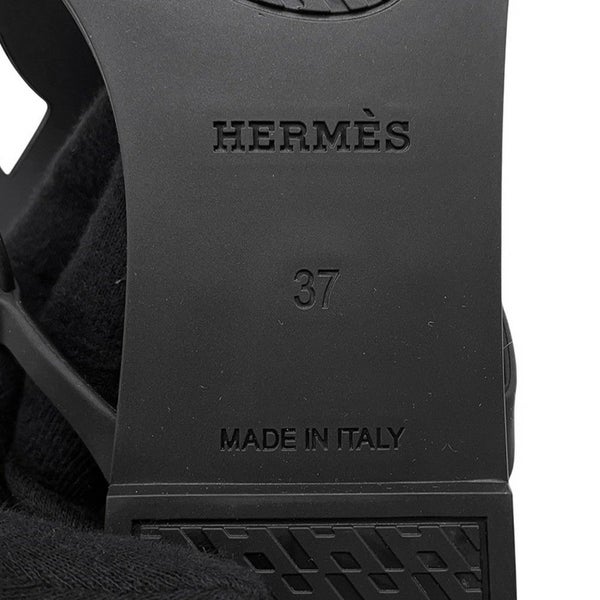 エルメス サンダル エジェリ シェーヌダンクル ラバー レディースサイズ37 HERMES 靴 黒