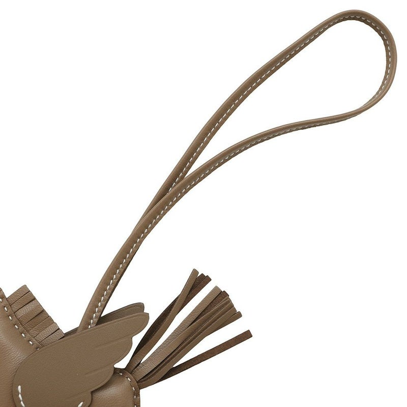 エルメス バッグチャーム ロデオPM ペガサス エトゥープ ラムスキン W刻印