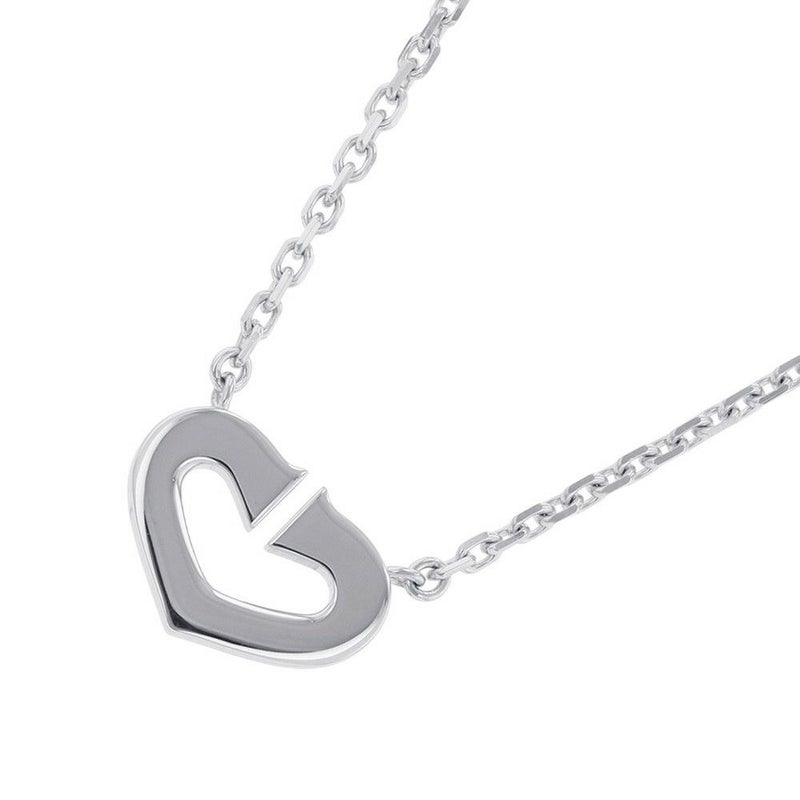 カルティエ ネックレス Cハート ネックレス ダイヤモンド K18WGホワイトゴールド Cartier ペンダント