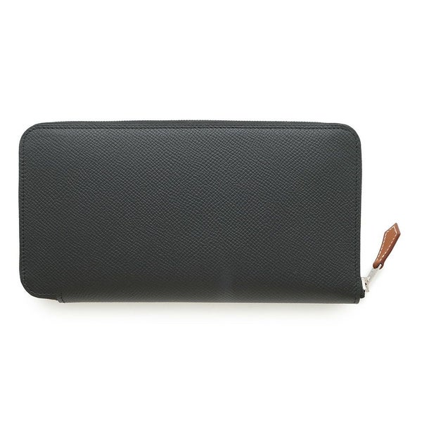 エルメス 長財布 アザップロング シルクイン ブラック/シルバー金具 エプソン K刻印 財布 黒