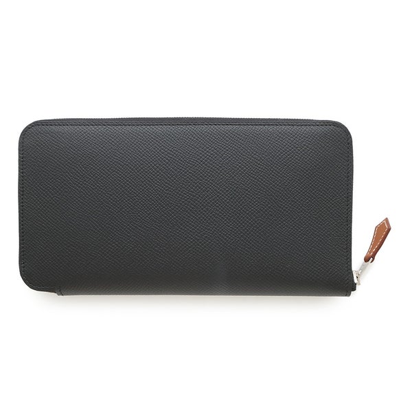 エルメス 長財布 アザップロング シルクイン ブラック/シルバー金具 エプソン K刻印 財布 黒