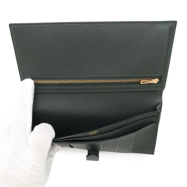 エルメス 長財布 ベアンスフレ ヴェールフォンセ/ゴールド金具 エプソン K刻印 HERMES 財布