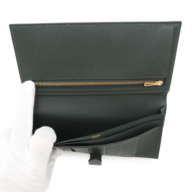エルメス 長財布 ベアンスフレ ヴェールフォンセ/ゴールド金具 エプソン K刻印 HERMES 財布