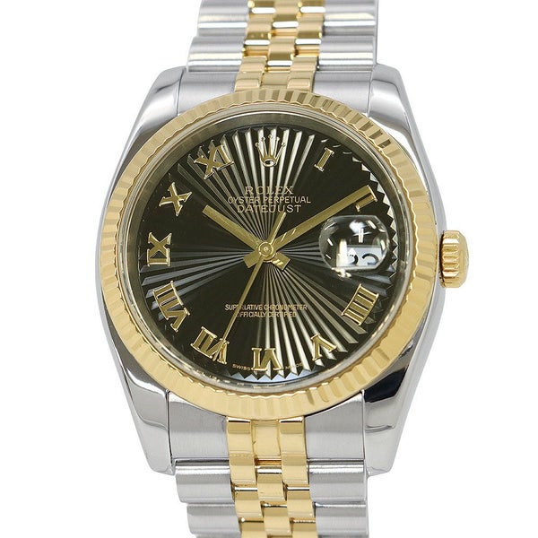 ロレックス デイトジャスト F番 SS/K18YG 116233 ROLEX 腕時計 ブラックサンビーム文字盤