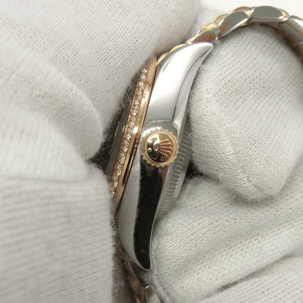 ロレックス レディ デイトジャスト SS/K18PG ダイヤベゼル 279381RBR チョコレート文字盤 9Pスターダイヤ IXダイヤ