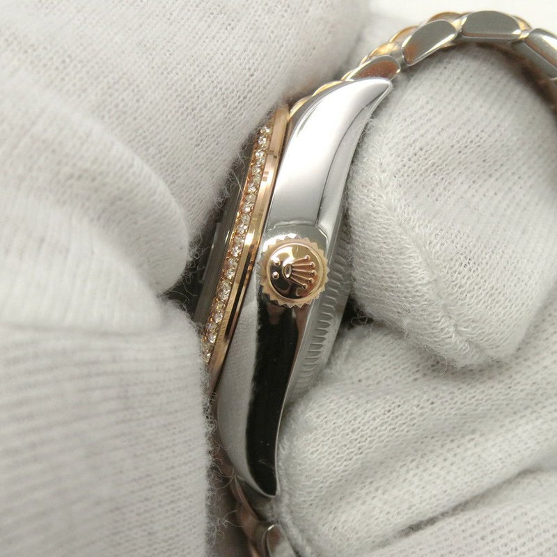 ロレックス レディ デイトジャスト SS/K18PG ダイヤベゼル 279381RBR チョコレート文字盤 9Pスターダイヤ IXダイヤ