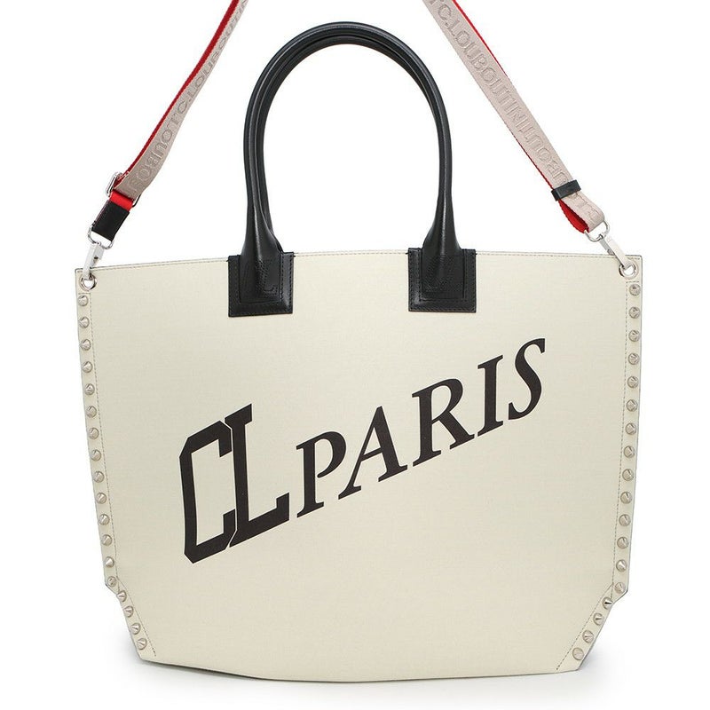 クリスチャン・ルブタン トートバッグ スタッズ CABALOU CL PARIS キャンバス 1235460 Christian Louboutin グレー