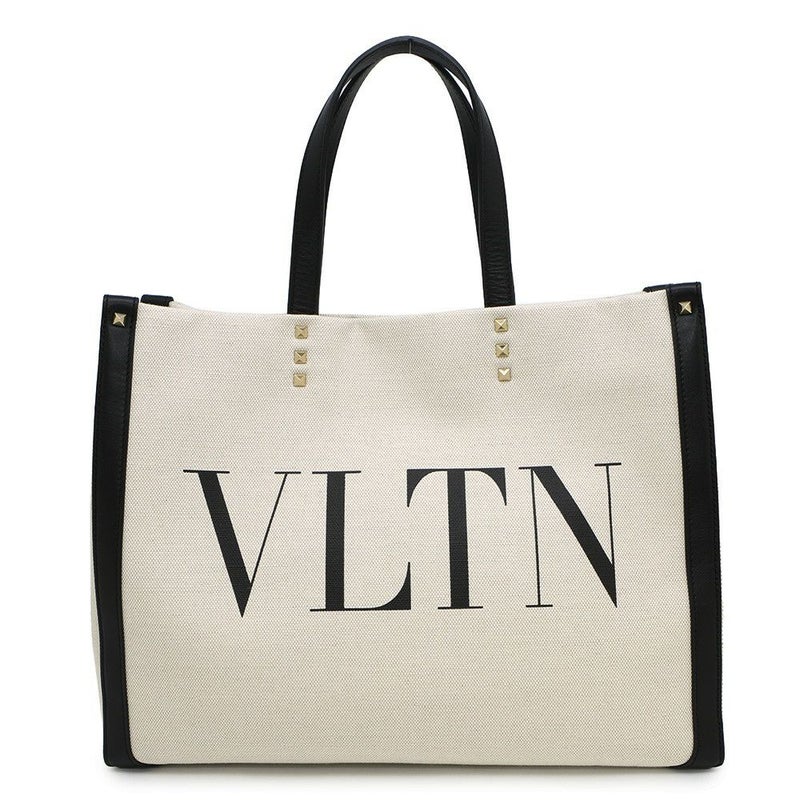 ヴァレンティノ・ガラヴァーニ トートバッグ VLTNロゴ ロックスタッズ キャンバス/レザー TW2B0D21FWB VALENTINO