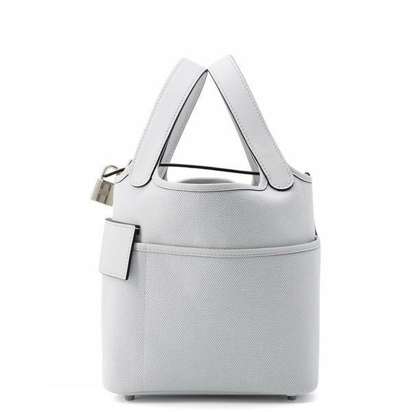 エルメス ハンドバッグ ピコタンロックPM カーゴ グリプラチナ/シルバー金具 トワルゴエラン/スイフト W刻印 HERMES トートバッグ