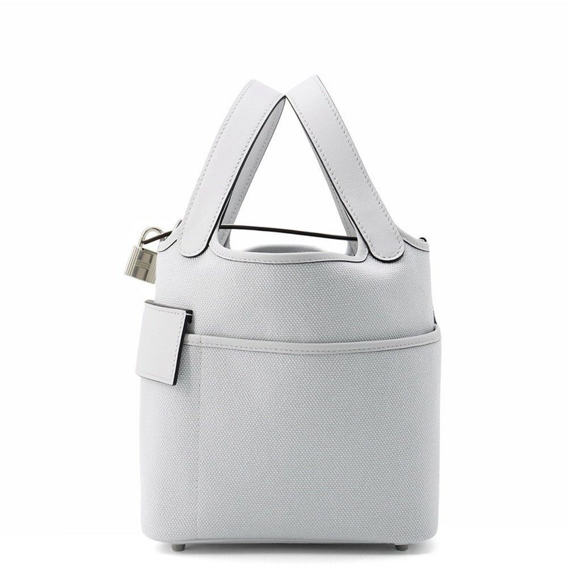 エルメス ハンドバッグ ピコタンロックPM カーゴ グリプラチナ/シルバー金具 トワルゴエラン/スイフト W刻印 HERMES トートバッグ