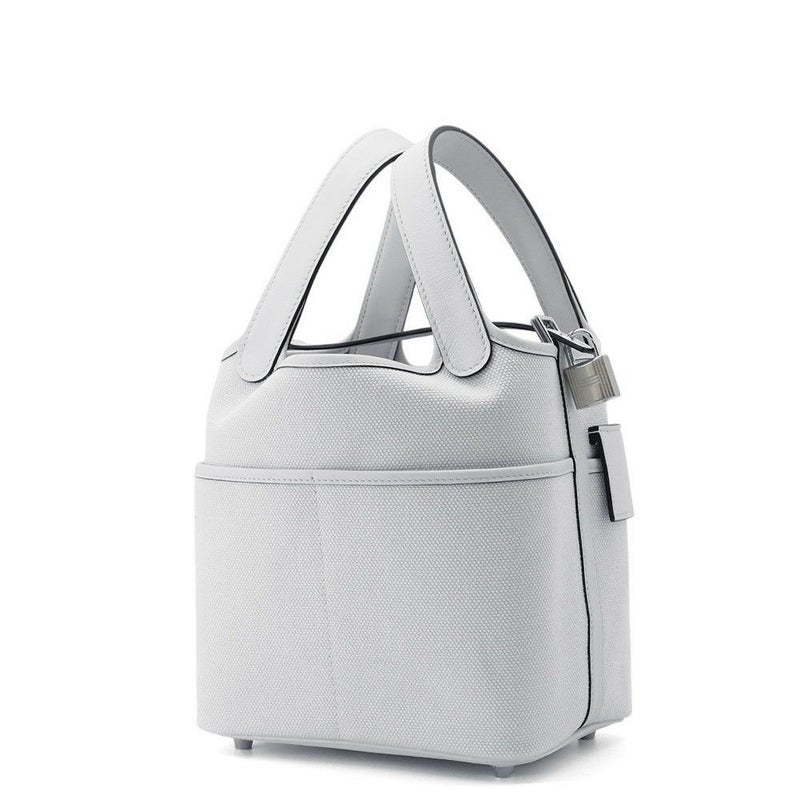 エルメス ハンドバッグ ピコタンロックPM カーゴ グリプラチナ/シルバー金具 トワルゴエラン/スイフト W刻印 HERMES トートバッグ