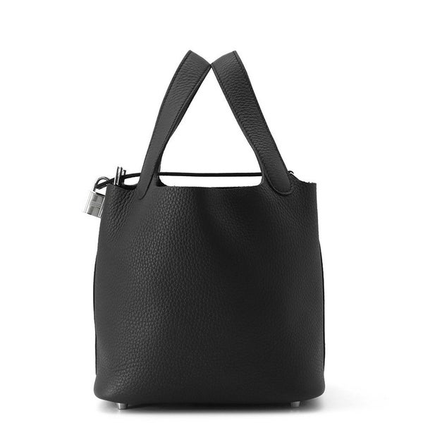 エルメス ハンドバッグ ピコタンロックPM ブラック/シルバー金具 トリヨンクレマンス W刻印 HERMES トートバッグ 黒