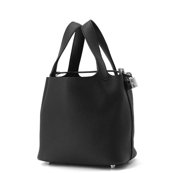 エルメス ハンドバッグ ピコタンロックPM ブラック/シルバー金具 トリヨンクレマンス W刻印 HERMES トートバッグ 黒