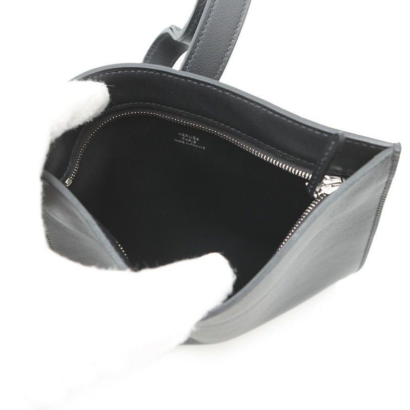 エルメス ボディバッグ ポルトフォイユ・ポッシャンプリュス ブラック/シルバー金具 スイフト B刻印 黒