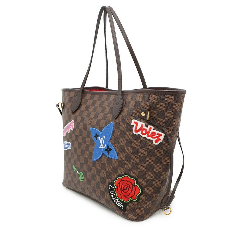 ルイヴィトン トートバッグ ダミエ・エベヌ ネヴァーフルMM ステッカー N40049 LOUIS VUITTON 限定 ヴィトン スパンコール パッチ