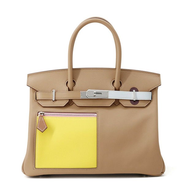 エルメス バーキン30 カラーマティック チャイ/ライム/カシス/ブルーブリュム/シルバー金具 スイフト B刻印 HERMES Birkin