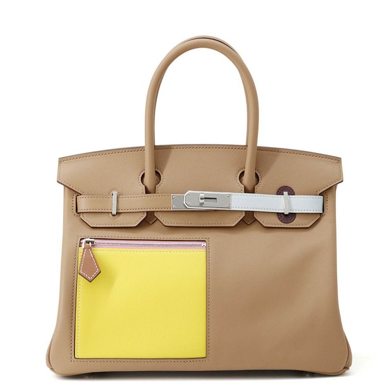 エルメス バーキン30 カラーマティック チャイ/ライム/カシス/ブルーブリュム/シルバー金具 スイフト B刻印 HERMES Birkin