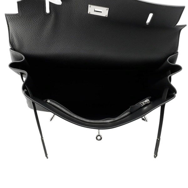 エルメス ハンドバッグ ケリー マキシ 内縫い 42 ブラック/シルバー金具 トゴ K刻印 2wayショルダー 黒