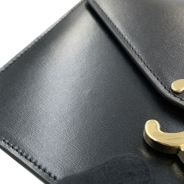 セリーヌ チェーンウォレット マーゴ シャイニーカーフレザー 10L033 CELINE 長財布 黒