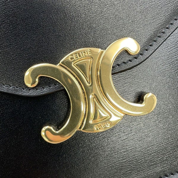 セリーヌ チェーンウォレット マーゴ シャイニーカーフレザー 10L033 CELINE 長財布 黒