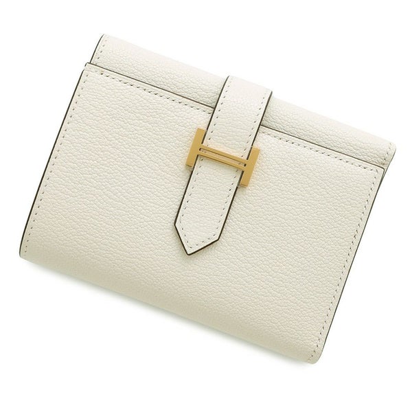 エルメス 三つ折り財布 ベアンコンビネ ナタ/ゴールド金具 シェブルミゾル U刻印 財布 シェーブル