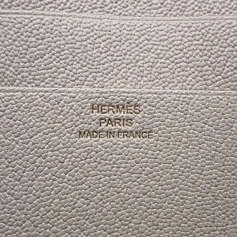 エルメス 三つ折り財布 ベアンコンビネ ナタ/ゴールド金具 シェブルミゾル U刻印 財布 シェーブル