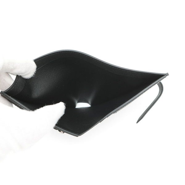 エルメス 二つ折り財布 ベアンコンパクト ブラック/シルバー金具 ヴォーマダム W刻印 黒