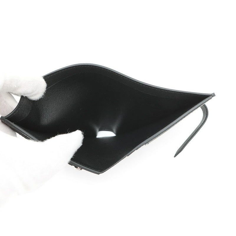 エルメス 二つ折り財布 ベアンコンパクト ブラック/シルバー金具 ヴォーマダム W刻印 黒