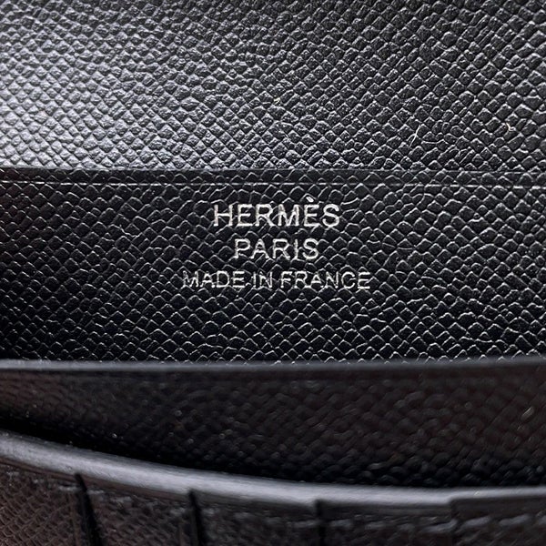 エルメス 二つ折り財布 ベアンコンパクト ブラック/シルバー金具 ヴォーマダム W刻印 黒