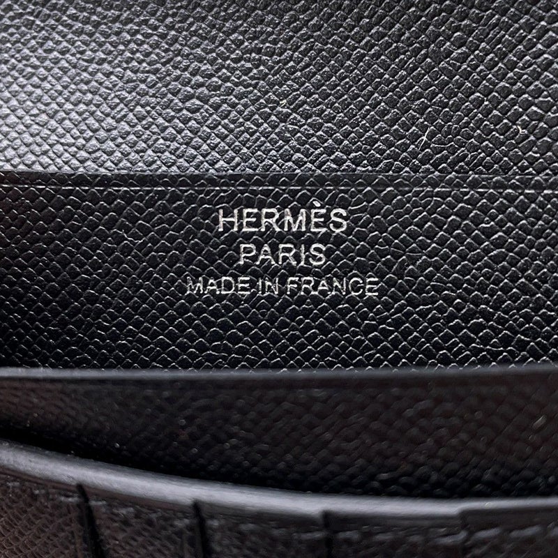 エルメス 二つ折り財布 ベアンコンパクト ブラック/シルバー金具 ヴォーマダム W刻印 黒