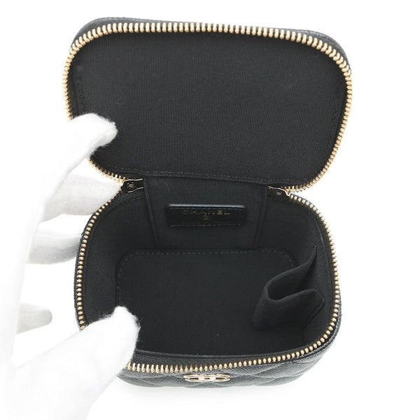 シャネル ハンドバッグ マトラッセ ココマーク ミニ バニティバッグ パール キャビアスキン AP2161 CHANEL 黒