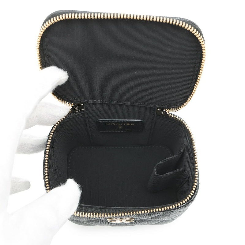 シャネル ハンドバッグ マトラッセ ココマーク ミニ バニティバッグ パール キャビアスキン AP2161 CHANEL 黒