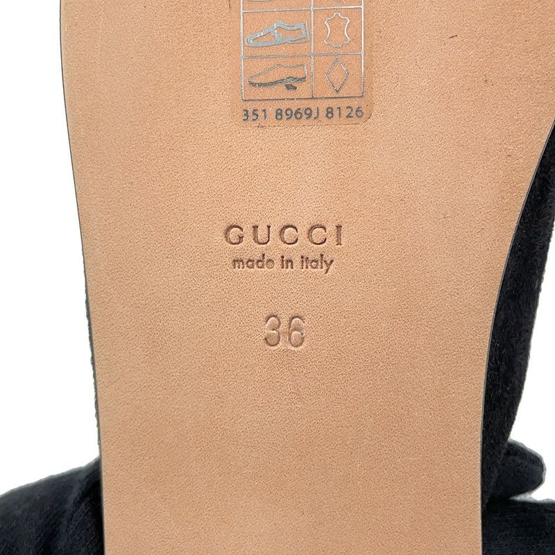 グッチ サンダル アディダスコラボ ホースビット1955 ミュールスリッパ スエード レザー 702211 レディースサイズ36 GUCCI 靴 黒