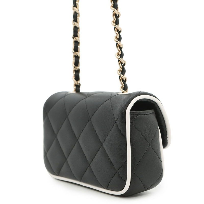 シャネル チェーン ショルダーバッグ クラッチバッグ ミニ マトラッセ ココマーク ラムスキン AP4512 CHANEL バッグ 黒